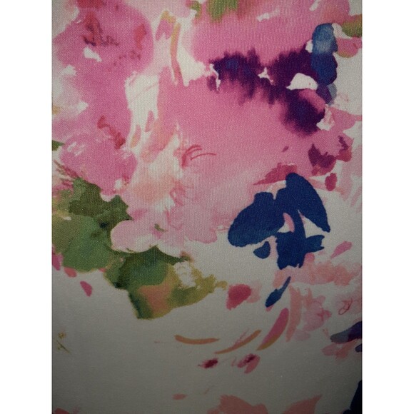 DKNY Size 12 Sheath Dress Pink White Green Floral Sleeveless Stretch Knee Length - Picture 3 of 6